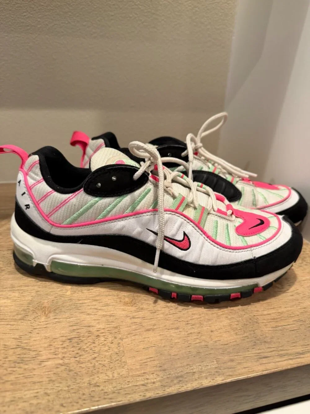 Nike Air Max 98 Barely Rose Watermelon Pink Green Sneakers Size 9.5